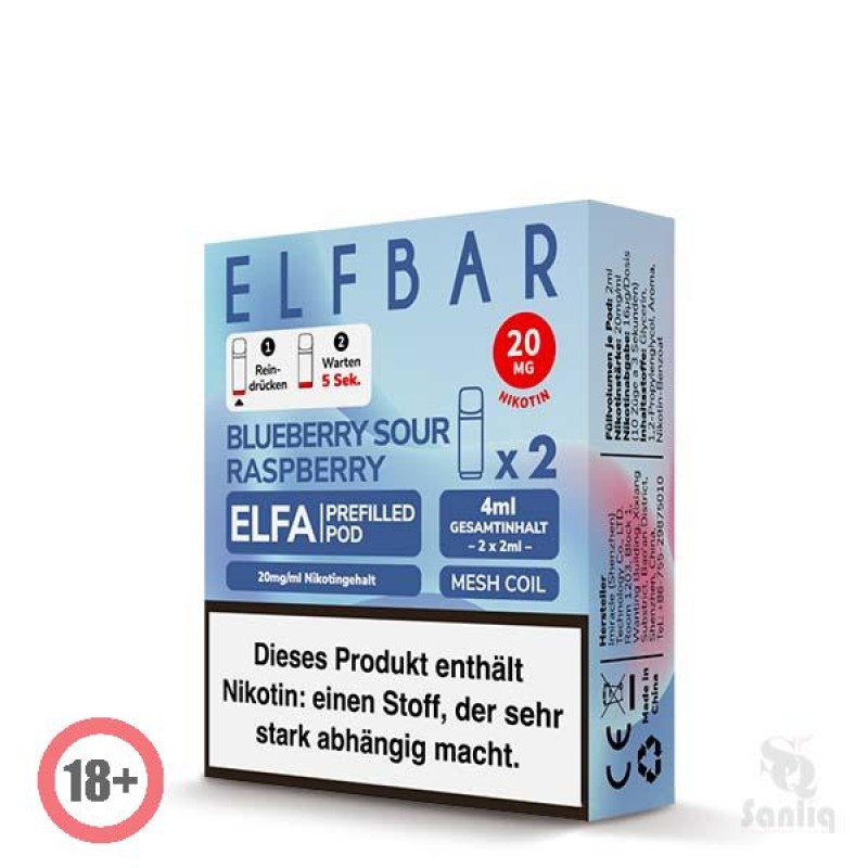 Elfbar ELFA CP Prefilled Pod - Blueberry Sour Raspberry 20mg
