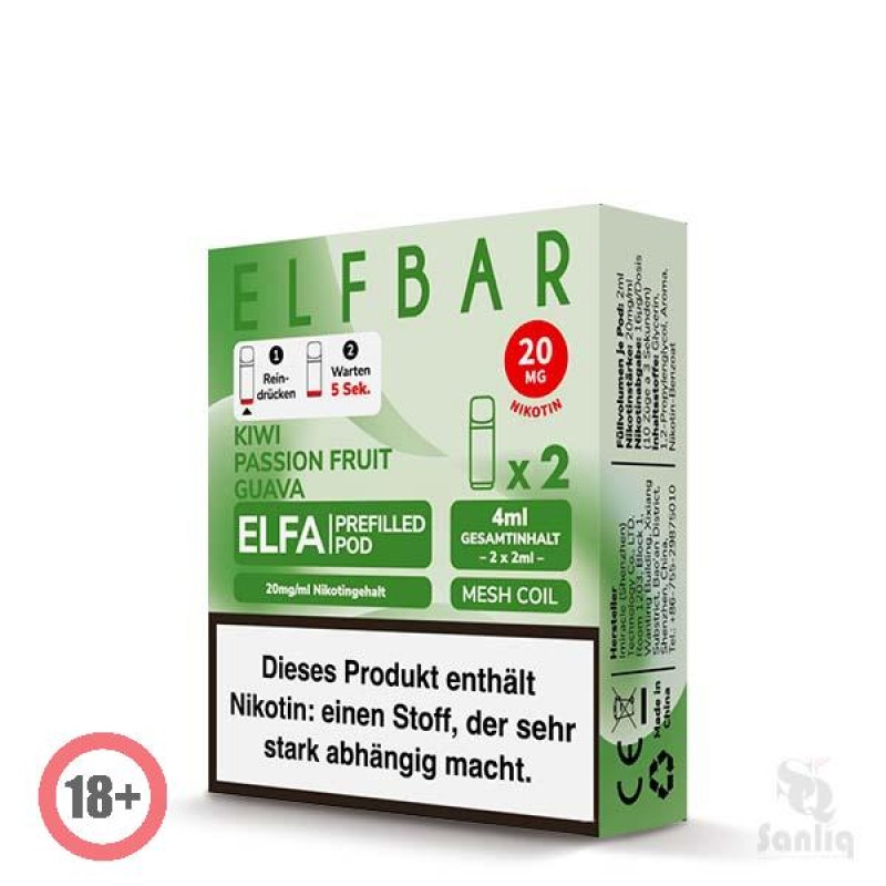 Elfbar ELFA CP Prefilled Pod - Kiwi Passion Fruit Guava 20mg