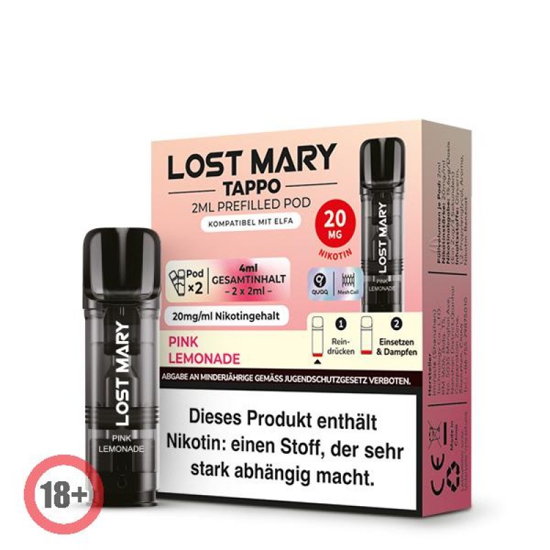 Lost Mary Tappo prefilled Pod - Pink Lemonade 20mg