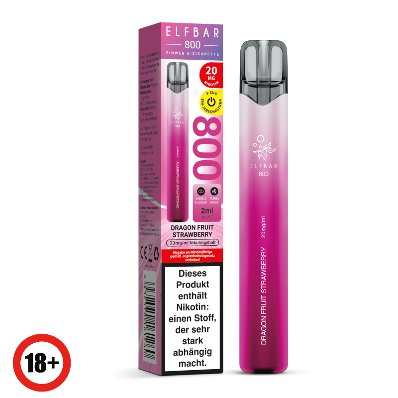 Elfbar 800 Einweg E-Zigarette - Dragon Fruit Strawberry 20mg