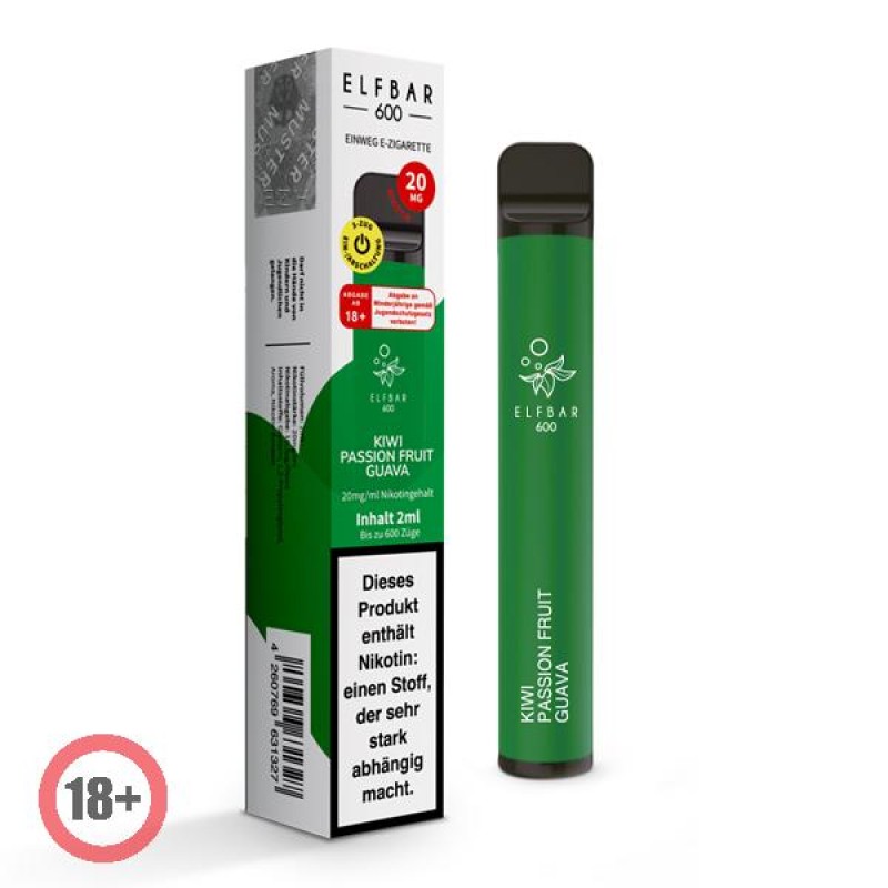 Elfbar 600 Einweg E-Zigarette Kiwi Passionfruit Guava (Nikotinfrei)