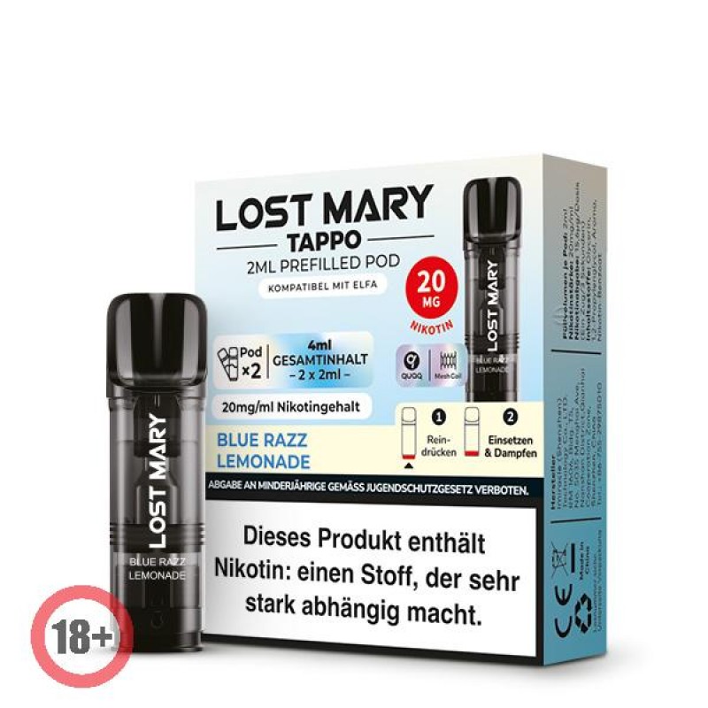 Lost Mary Tappo prefilled Pod - Blue Razz Lemonade 20mg