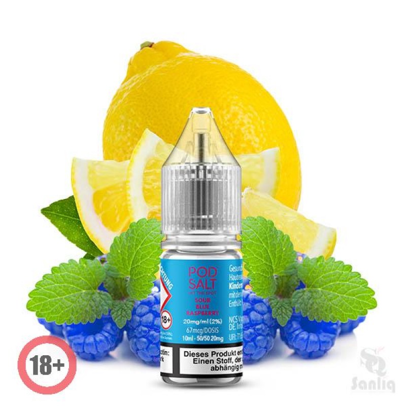 Pod Salt XTRA Sour Blue Raspberry Nikotinsalz Liqu...