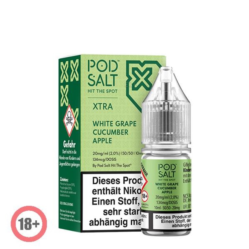 Pod Salt XTRA White Grape Cucumber Apple Nikotinsalz Liquid 10ml 20mg